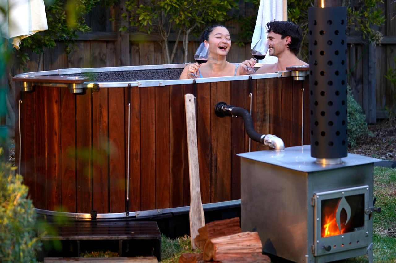 Four-seat Ember wood-fired hot tub installed in Grovedale, Victoria
